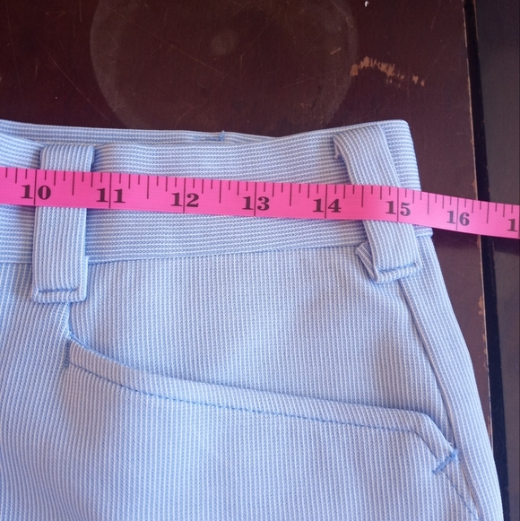 Lee Vintage Blue And White Pinstriped Classic Casual Polyester Wide Leg Pants - Picture 4 of 6